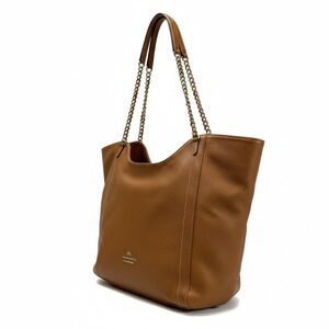 Cuoieria Fiorentina Leather Tote Bag Womens Brown Made in Italy Pebbled Chain